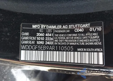 2010 Mercedes-Benz C 300 Sport from USA, damaged, VIN WDDGF5EB9AR110505